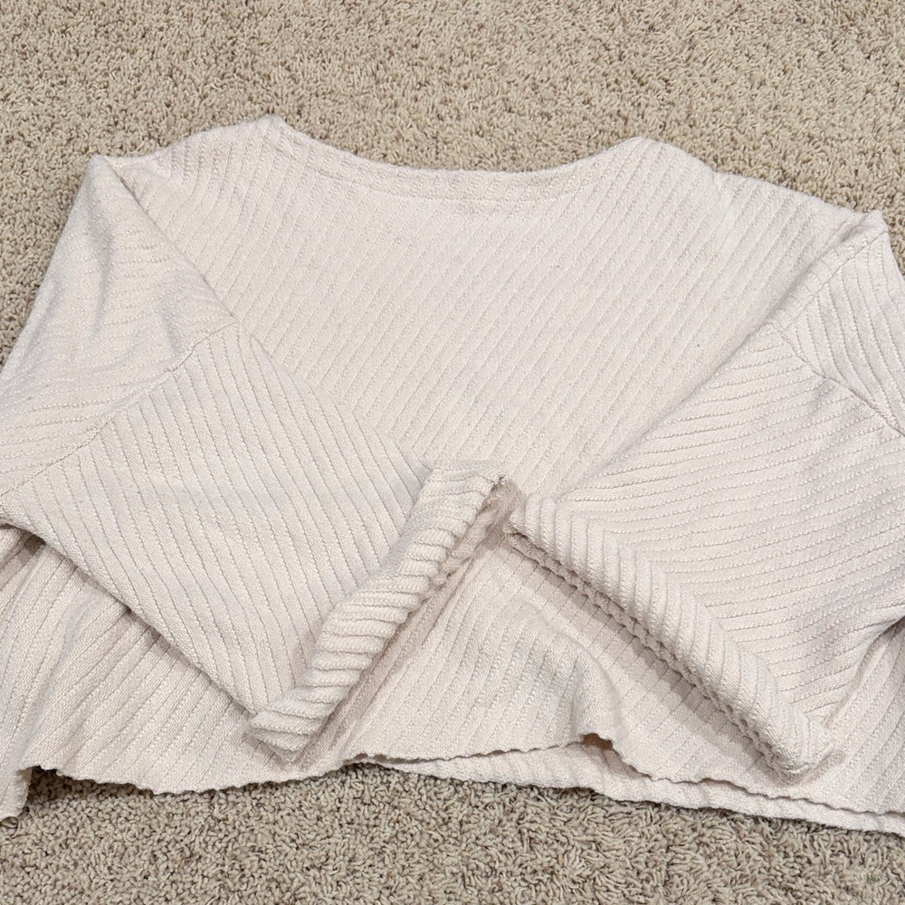 Free People Cream Ribbed Sweater